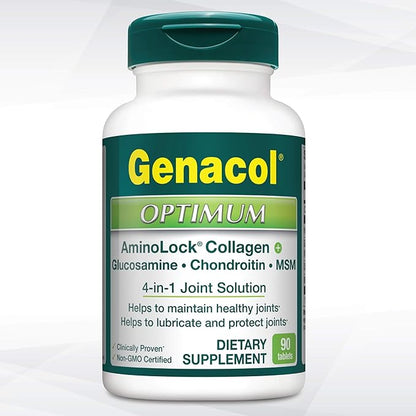 Genacol Optimum – Glucosamine, Chondroitin, MSM and Ultra-Hydrolyzed Collagen Tablets, Maintains Healthy Joints, Protects & Lubricate Cartilage, 90 Tablets (30-Day Supply)