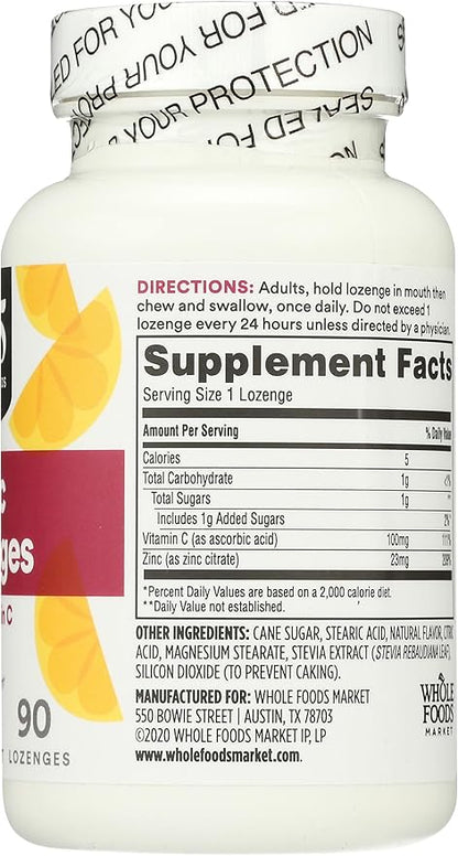 365 by Whole Foods Market, LOunceenges Zinc Vitamin C, 90 Count
