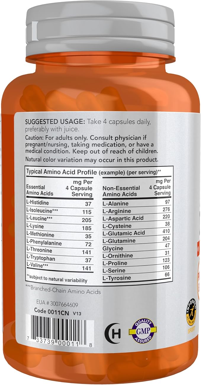 NOW Sports Nutrition, Amino Complete™, Protein Blend With 21 Aminos and B-6, 120 Veg Capsules