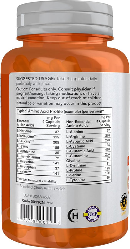 NOW Sports Nutrition, Amino Complete™, Protein Blend With 21 Aminos and B-6, 120 Veg Capsules