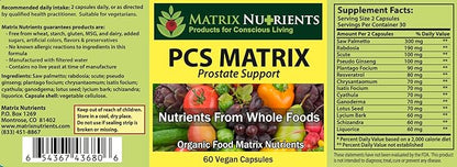 PCS Matrix - Lower PSA Levels for Healthy Prostate - 100% Natural Ingredients: Saw Palmetto, Rabdosia, Scute, Plantago Focium, Chrysantaomum, Ganoderma, Lotus Seed - Vegan Capsules (60ct)