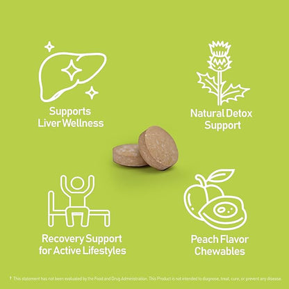 Fresh AM Detox - Liver Health Support Supplement with DHM, Milk Thistle, Vitamin C, B1 & B2-50 Chewable Tablets for Detox and Recovery