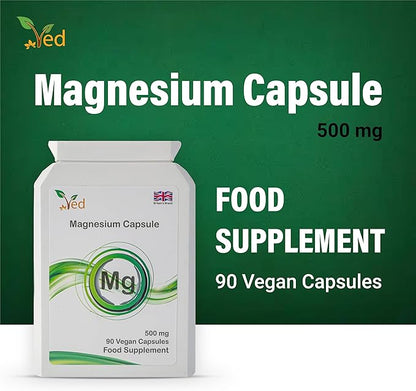 Ved's Extra Strength Magnesium Citrate 500 mg| Food Supplement | 90 Veg Capsule| 90 Day Supply
