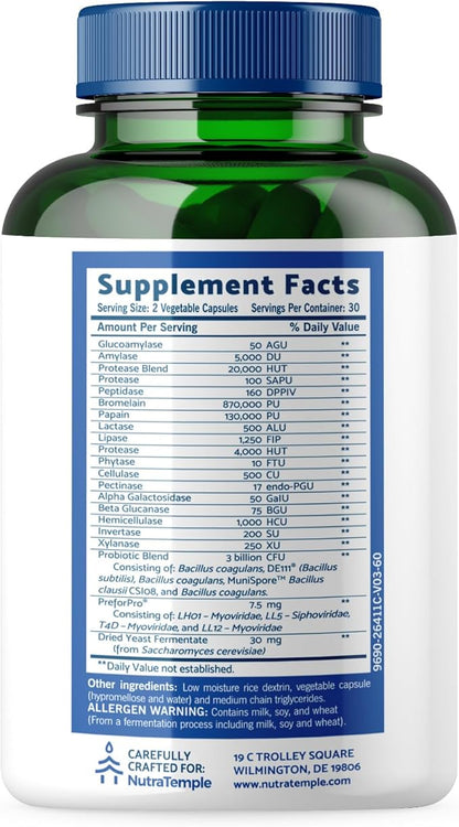 4 in 1 Pre Post Probiotics & Digestive Enzymes for Women & Men - Digestive Health, Gut & Immune Support for Occasional Constipation, Diarrhea, Gas & Bloating – 60 Veggie Capsules
