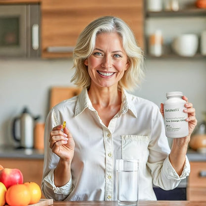 Omega 1300 EC Fish Oil Softgels - High-Strength Omega 3 Supplement with Enhanced Absorption - IFOS Verified, Enteric Coated, 600mg EPA, 260mg DHA - 60 Count