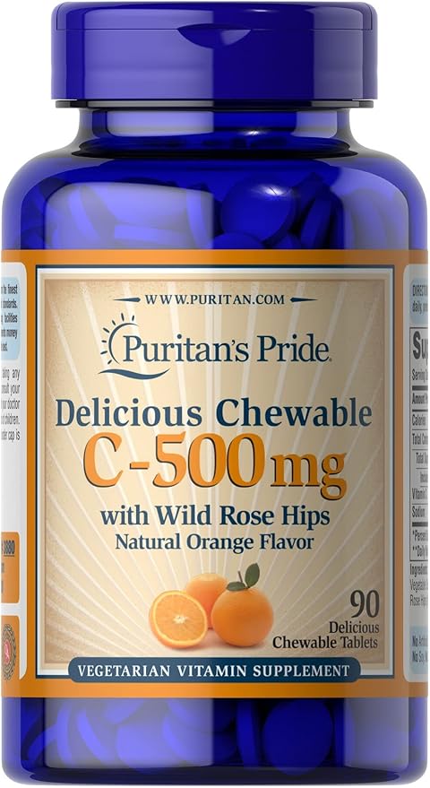 Puritan's Pride Chewable Vitamin C-500 mg with Rose HIPS