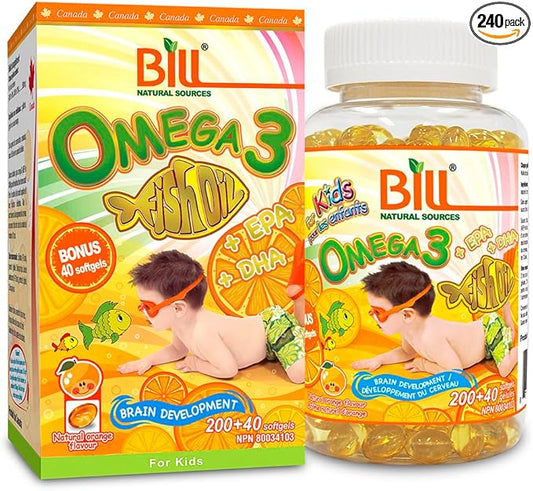 Omega 3 Fish Oil for Kids with Natural Orange Flavour 500mg 240 softgels