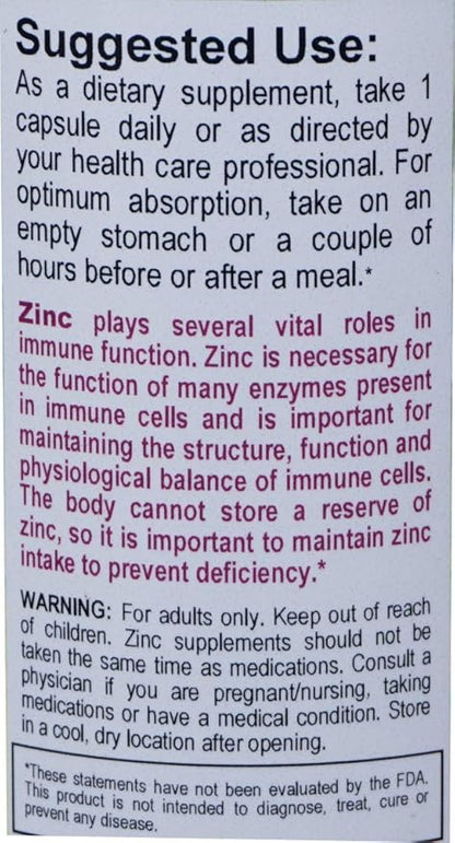VHR ZINC Bisglycinate Chelate 50mg - Immune Support - High Absorption - No Preservatives. 90 Vegan Capsules