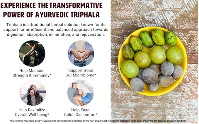 Triphala Tablets, 300 Pills, 5 Month Supply - Herbal Supplement with Amla, Haritaki & Baheda – Supports Digestive Health (Pack of 1)