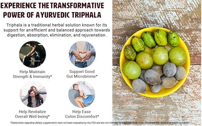 Triphala Tablets, 300 Pills, 5 Month Supply - Herbal Supplement with Amla, Haritaki & Baheda – Supports Digestive Health (Pack of 1)