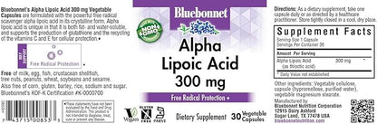 BLUEBONNET NUTRITION ALPHA LIPOIC ACID 300 mg