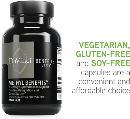 DAVINCI Labs Methyl Benefits - Helps Support Brain Health, Heart Health, Detoxification & More with Folate, Vitamin B12 & More* - Vegetarian, Gluten-Free - 60 Capsules