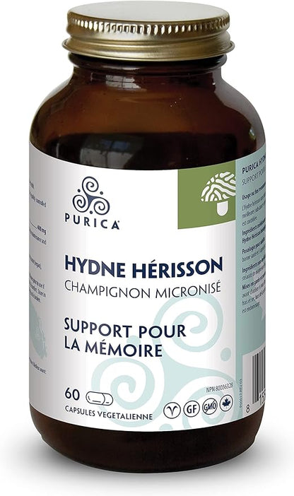 PURICA - Lion's Mane Micronized Mushrooms, 60 Vegan Capsules - Promotes Cognitive Health - Focus and Memory Support