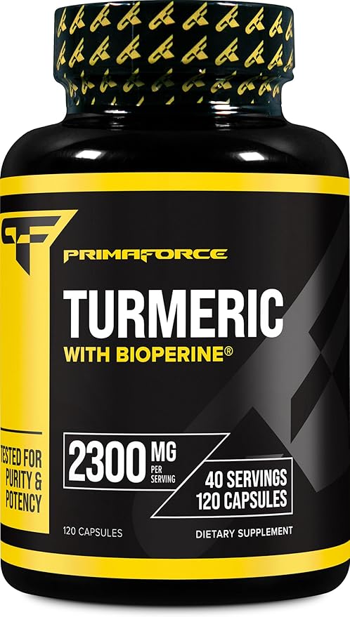 Primaforce Turmeric with Bioperine 120 Capsules, 2300 mg Per Serving - Dietary Supplement, 40 Servings