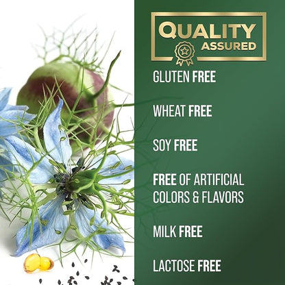 Black Seed Oil Softgels 1000mg - Premium Nigella Sativa Blackseed, Pure Natural Black Cumin Seed Oil & Antioxidant for Skin & Immune Support - Non GMO, Bottled in USA Supplement - 60 Softgels