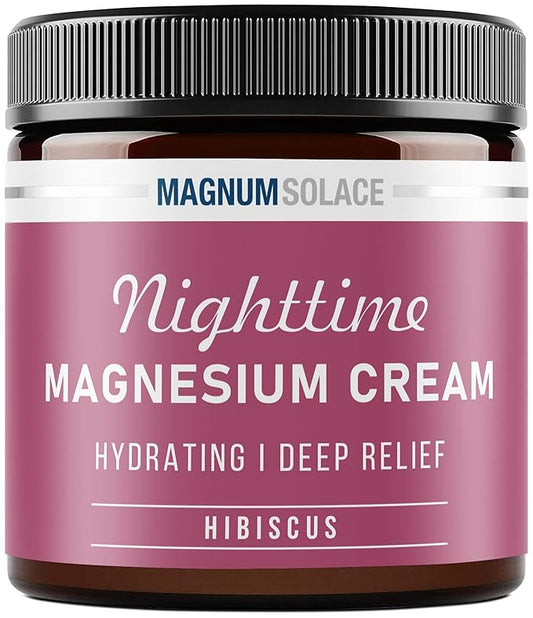 Magnesium Cream – Magnesium Chloride Cream – Topical Magnesium Cream for Nighttime Relief for Leg Cramps, Sleep & Muscle Soreness – Safe for Kids (Hibiscus)