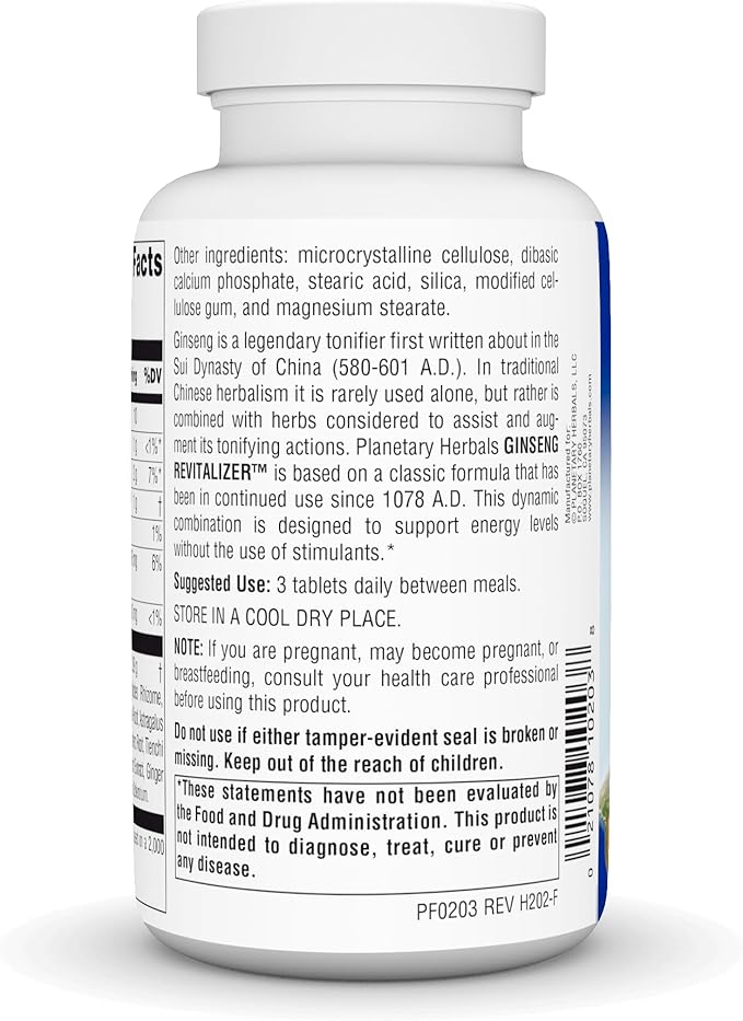 Planetary Herbals Ginseng Revitalizer, 964 mg, Tablets, 180 Tablets