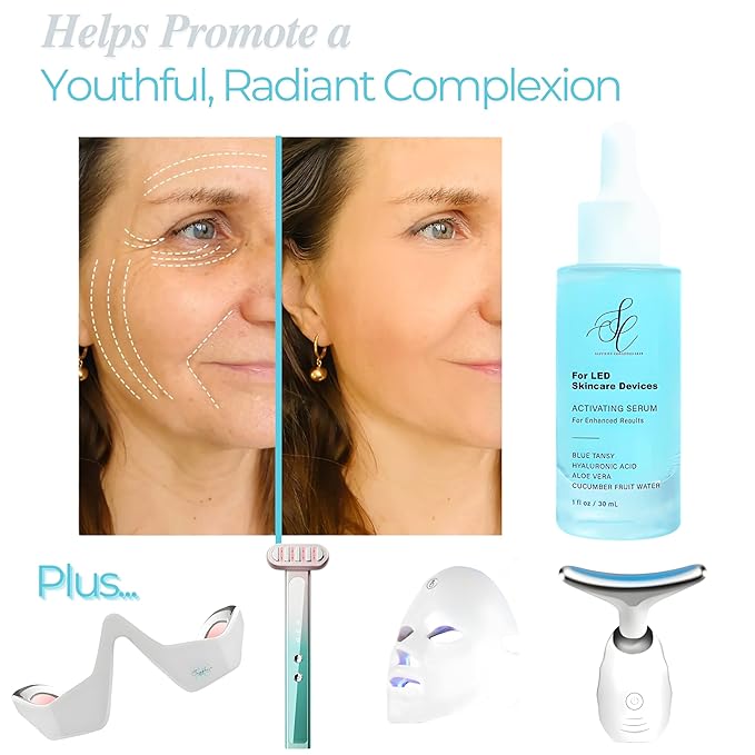 Red Light Therapy Booster Complex | Amplifies Performance of LED Beauty Wands, Masks, & Skincare Devices - w/Blue Tansy, Hyaluronic Acid, Cooling Cucumber, Aloe Vera