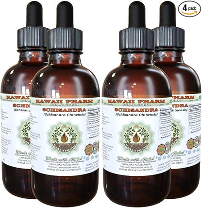 Schisandra Alcohol-Free Liquid Extract, Organic Schisandra (Schisandra Chinensis) Dried Berry Glycerite Natural Herbal Supplement, Hawaii Pharm, USA 4x4 fl.oz