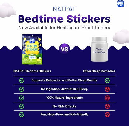 NATPAT Sleepy Patch Bed Time Stickers for Kids - Sleep Promoting Patch - Non-Toxic Solution for Better Sleep - Chemical & Drug Free, Melatonin Free - Buzz Patch Natural Patch (24 Pack)