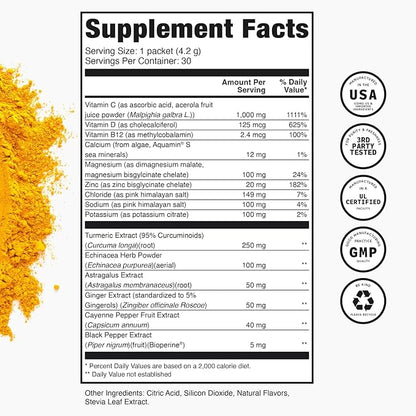 TRULEAN Everyday Wellness - All-in-One Immune Support, Wellness & Vitamin Shot, Vitamin-C, Turmeric, Ginger, Zinc, & Echinacea - No Artificial Ingredients, No Sugar & Gluten Free - 30 Packets