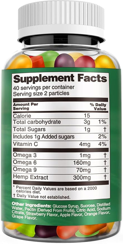 Organic Hemp Edibles Advanced Extra Strength High Potency Made with Natural Hemp Oil Gummy for Adults - Low Sugar Supplements Hemp Candy A