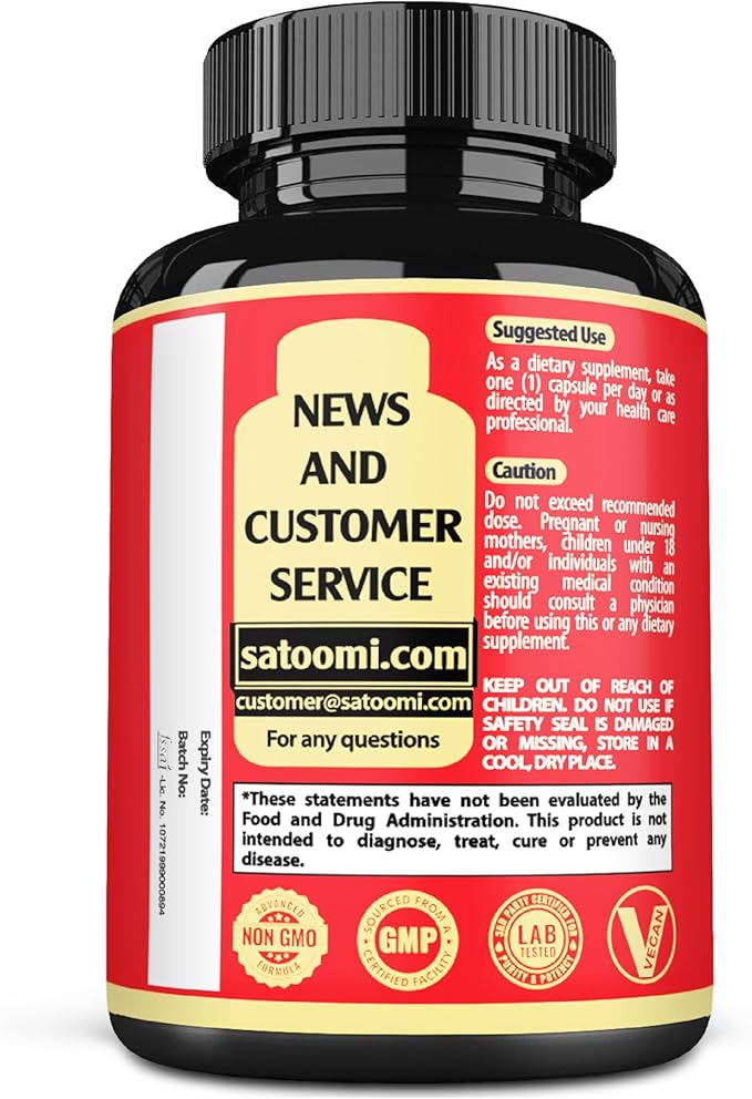 Satoomi 6in1 Turmeric Curcumin Supplement - 3 Month Supply - 95% Curcuminoids with Ginger Root, Garlic Bulb, Rosemary & Black Pepper - 90 Capsules