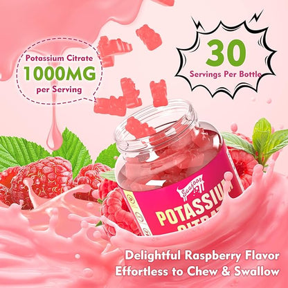 2 Pack Potassium Citrate Gummies 1000mg, Potassium Supplement for Adults Women & Men, Support Leg Cramps & Muscle Health, 120 Count