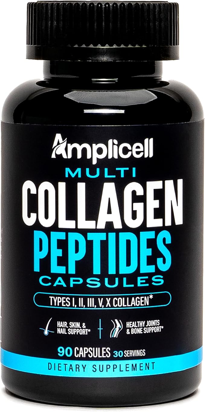 Multi Collagen for Women & Men - Supplements Fast Absorption, Type I II III V & X - Hydrolyzed Collagen Peptides for Hair, Skin & Nails - 90 Caps