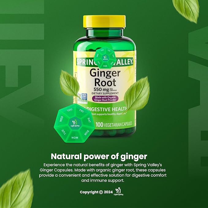 Ginger Root 550 mg, 100 Vegetarian Capsules with Bundle Exclusive Vitamins & Minerals - A to Z - Better Ligth&Spring Guide