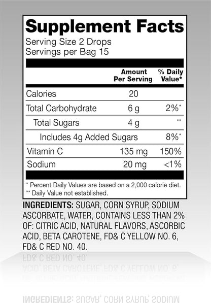 Amazon Basic Care Vitamin C Supplement Drops, Lemon, Orange & Grapefruit, 140 count (Previously SoundHealth)