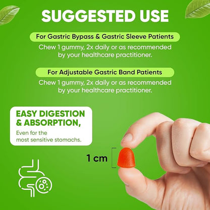 BariSlim Bariatric Chewable Multivitamin Gummies - Specially Formulated Gummy Vitamin for Patients After Weight Loss Surgery - Easy to Digest & Great Tasting Fruit Flavors | 2 Pack (180 Fruit Chews)
