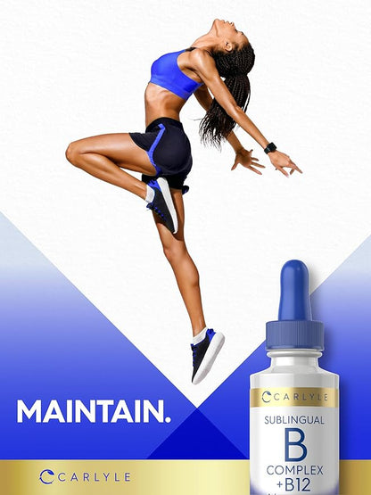 Carlyle Sublingual Vitamin B Complex | with B12 | 2 Fluid Ounces | Berry Flavor | Vegetarian, Non-GMO, and Gluten Free Supplement