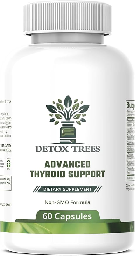Advanced Thyroid Support Supplement - Non-GMO, Thyroid Supplement with L Tyrosine, Iodine, B12, Zinc, Selenium, Ashwagandha for Thyroid Health & Overall Well-Being, 60 Capsules