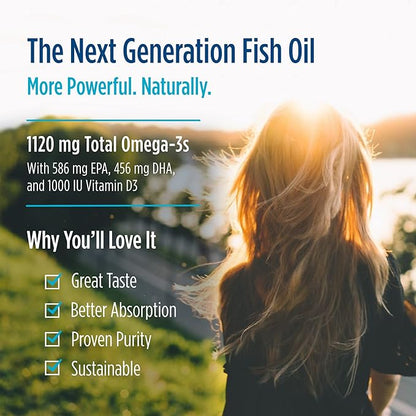 Nordic Naturals Ultimate Omega 2X Mini D3, Lemon Flavor - 60 Mini Soft Gels - 1120 mg Omega-3 + 1000 IU Vitamin D3 - EPA & DHA - Promotes Brain & Heart Health - 30 Servings