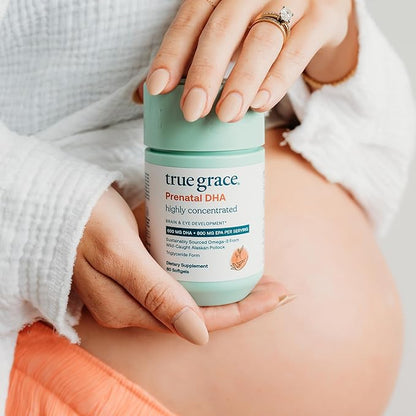 True Grace Prenatal DHA - 60 Softgels - 1400mg of DHA & EPA - for Pre-Conception, Pregnancy & Lactation - Wild Caught & Sustainably Sourced - Gluten Free - 30 Servings