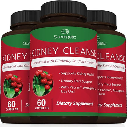 Premium Kidney Cleanse Supplement – Powerful Kidney Support Formula with Cranberry Extract Helps Support Healthy Kidneys & Urinary Tract Support– 60 Vegetarian Capsules