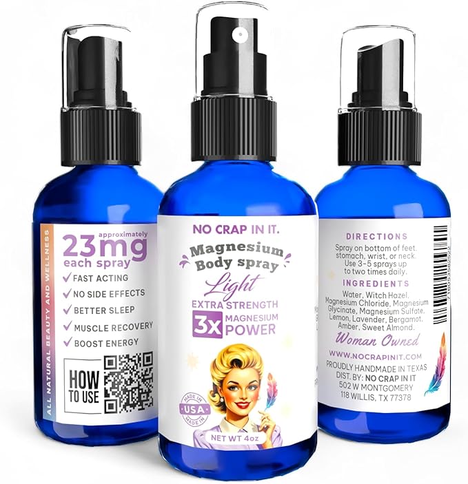 Magnesium Spray, Triple Action!- Spray Your Way to Wellness | Immediate Relief with Our Unique Magnesium Glycinate, Magnesium Citrate, Magnesium Chloride Blend Spray (Light)