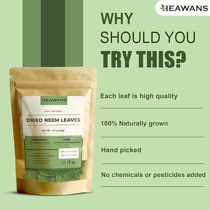 Heawans Naturally Grown Dried neem Leaves Whole (0.7 oz)