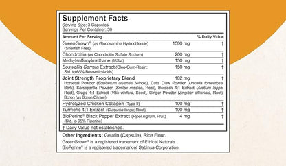 Joint Xtra - Joint Support Supplement - Joint Health Formula with Triple Joint Strength - Glucosamine, Chondroitin, Turmeric, MSM & Boswellia for Joint Health & Cartilage Health - 90 Vegan Capsules