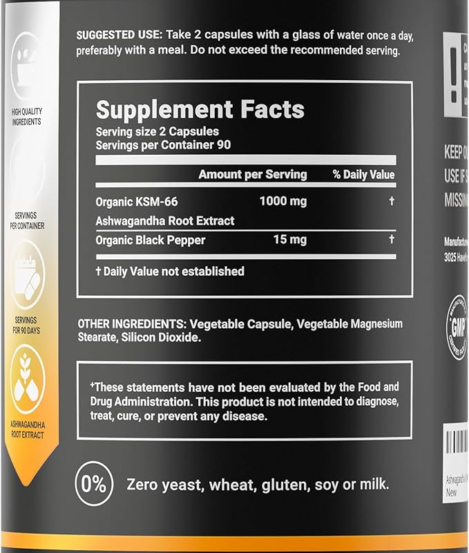 Vegan Pure Organic Ashwagandha Powder KSM-66 Extract and Organic