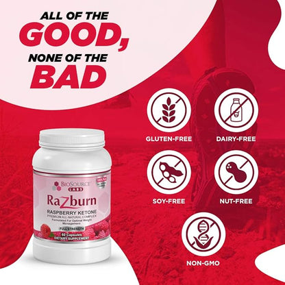Razburn Weight Management Supplement, Green Tea Extract, Caffeine & Botanical Blend, Energy & Metabolism Support Pills for Men & Women, 60 Capsules