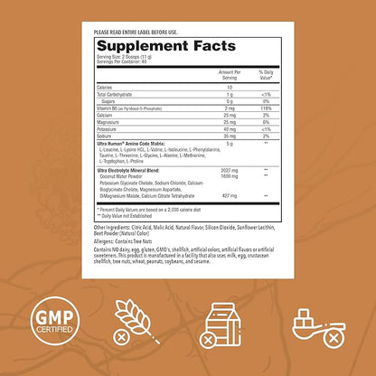 Amino Code | Essential Amino Acids + BCAAs + Coconut Water Electrolytes | Fast Hydration Workout Recovery Flavored Amino Energy Powder Drink | Clean Formula, 40 Servings - Sour Candy