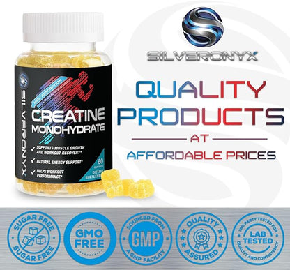 Creatine Monohydrate Gummies 2000mg for Men & Women, Sugar Free Chewables Creatine Monohydrate Pre-Workout Supplement Supports Muscle Recovery, Performance and Strength - Lemon Flavor - 60 Count