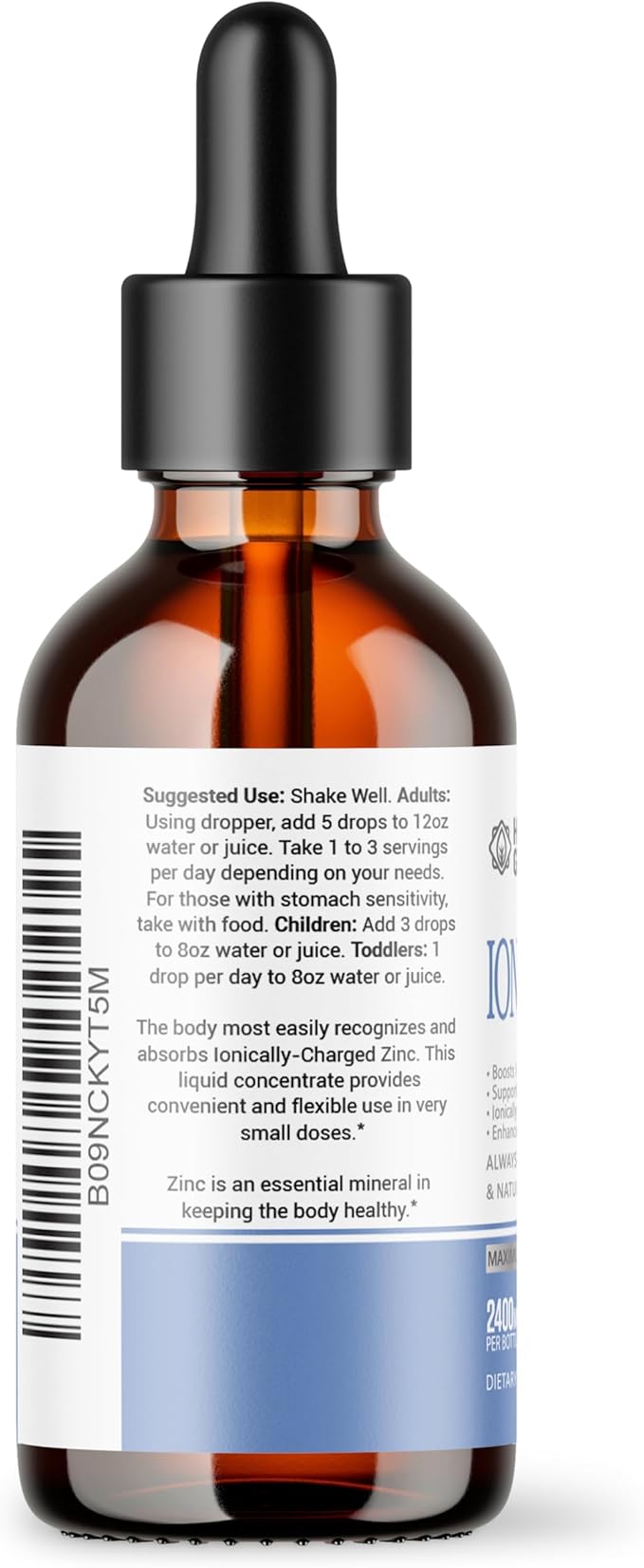 Liquid Zinc Drops Concentrate for entire family | 240 Day Supply | Zinc Sulfate 2400mg | Immunity, Mood, Brain Thyroid | 2 Oz