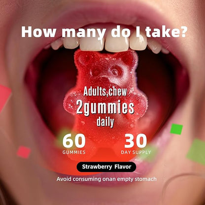 Magnesium Glycinate Gummies 1000mg - for Adults Magnesium Potassium Supplement with Vitamin D, B6, CoQ10 for Calm Mood & Sleep Support - 120 Strawberry Flavor-2 Pack