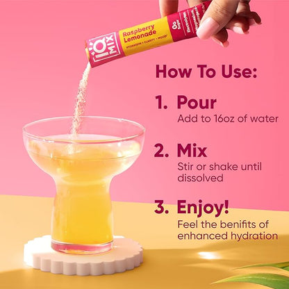 IQMIX Hydration Electrolyte Powder – 4-in-1 Formula for Hydration, Mental Clarity, Mood and Recovery – Sugar-Free Drink Mix, Keto, Magnesium L-Threonate, Lion’s Mane – 20 Count New Raspberry Lemonade