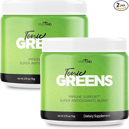 Tonic Greens Powder Vitamin Boost Supplement Official Formula - Natural Green Blend Energy Supplement Extra Strength - BCAA L-Glutamine Vitamin B6, Revolutionary Energy Fix Solution Reviews (2 Pack)