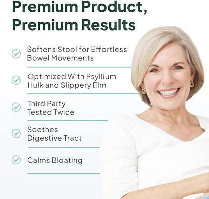 Better Fiber - Daily Fiber Supplement - Soften Stool for Effortless Bowel Movements - with Psyllium Hulk and Slippery Elm - 90 Capsules