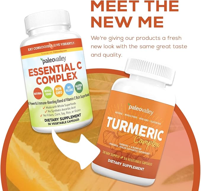 Paleovalley - Organic Turmeric Complex - Full Spectrum Organic Turmeric with Health-Supportive Superfoods - 56 Vegetarian Capsules - Support Joints, Immunity, Brain and Heart Health